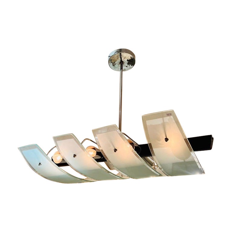 Brazilian Chandelier in Jacaranda, glass and metal Joaquim Tenreiro 1970.