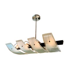 Lustre brésilien en jacaranda, verre et métal Joaquim Tenreiro 1970.