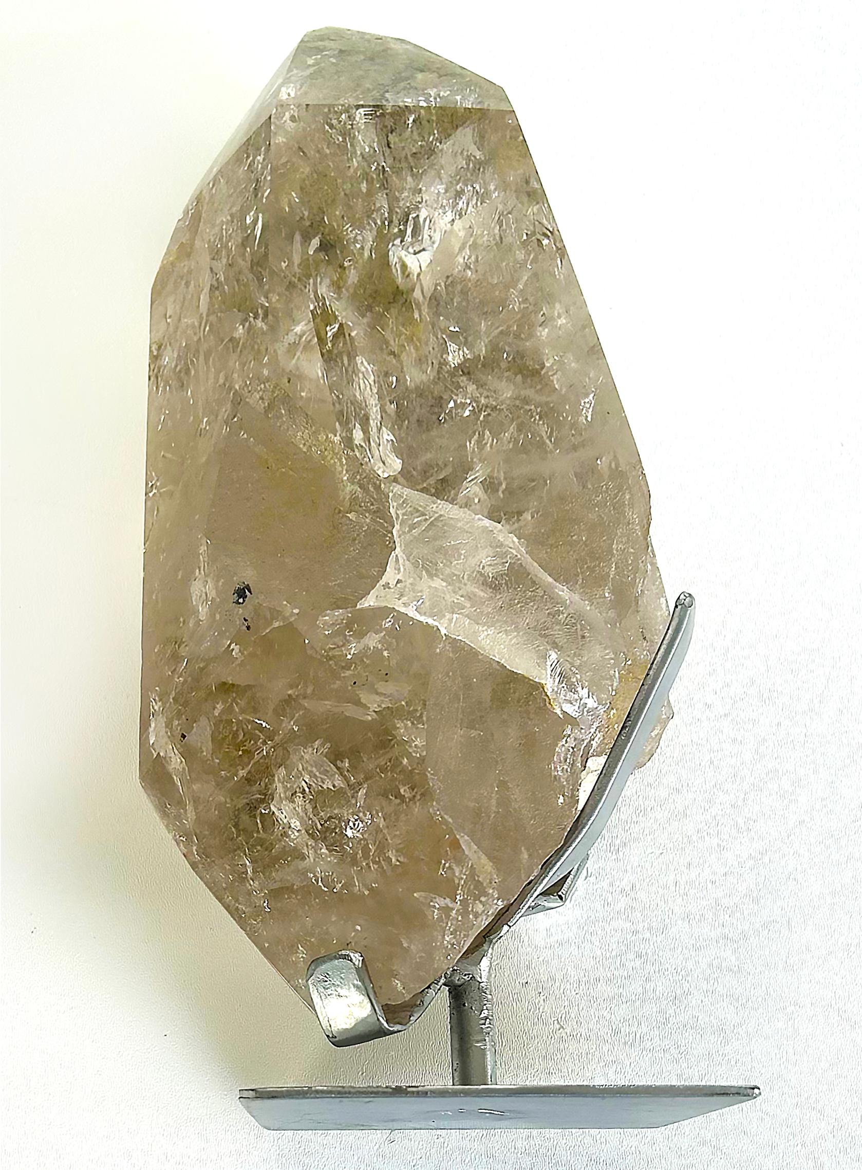 Brazilian Chlorite Garden Quartz Crystal Weighing 19lbs. on Custom Made Stand For Sale 1