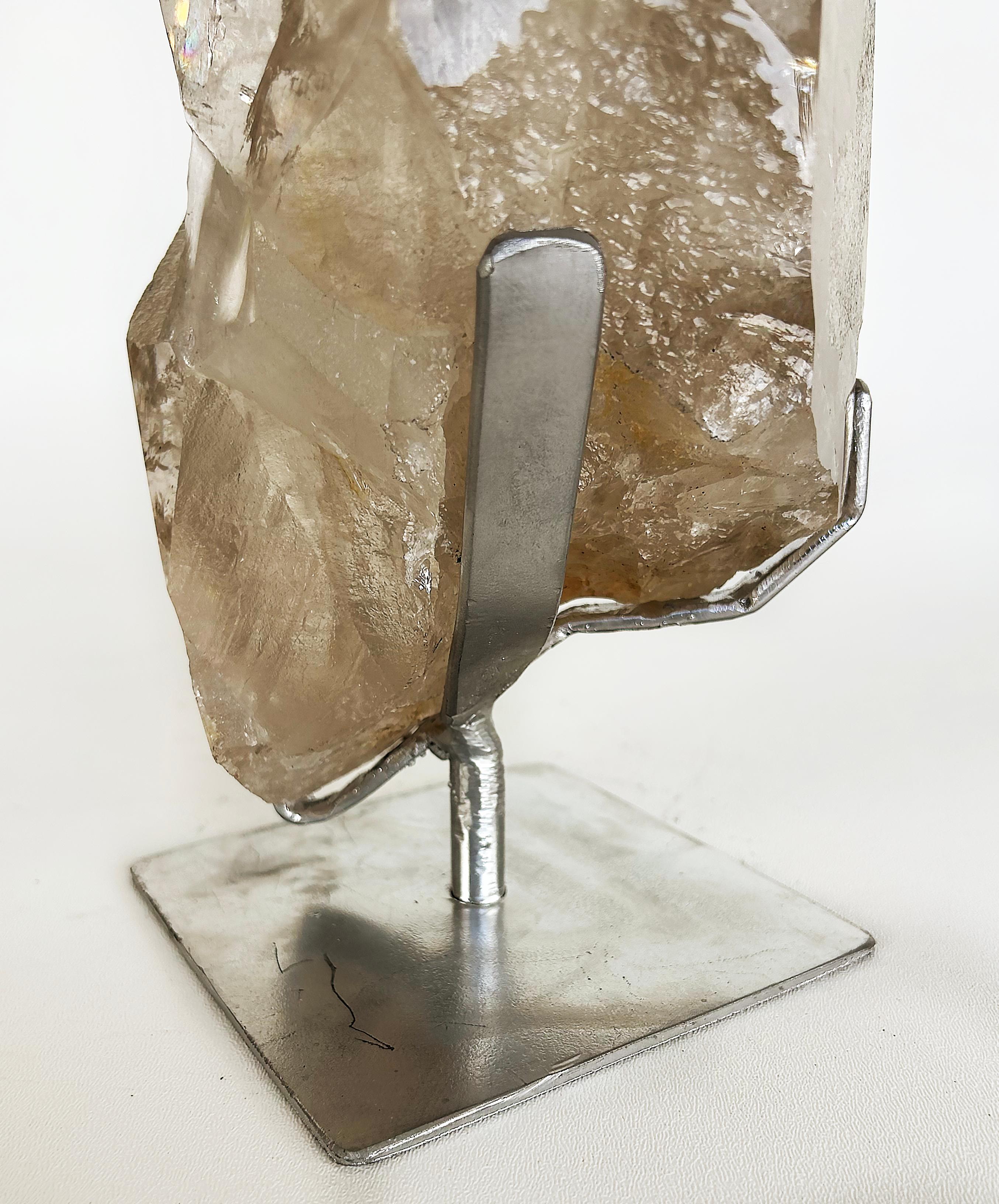 Brazilian Chlorite Garden Quartz Crystal Weighing 19lbs. on Custom Made Stand For Sale 2