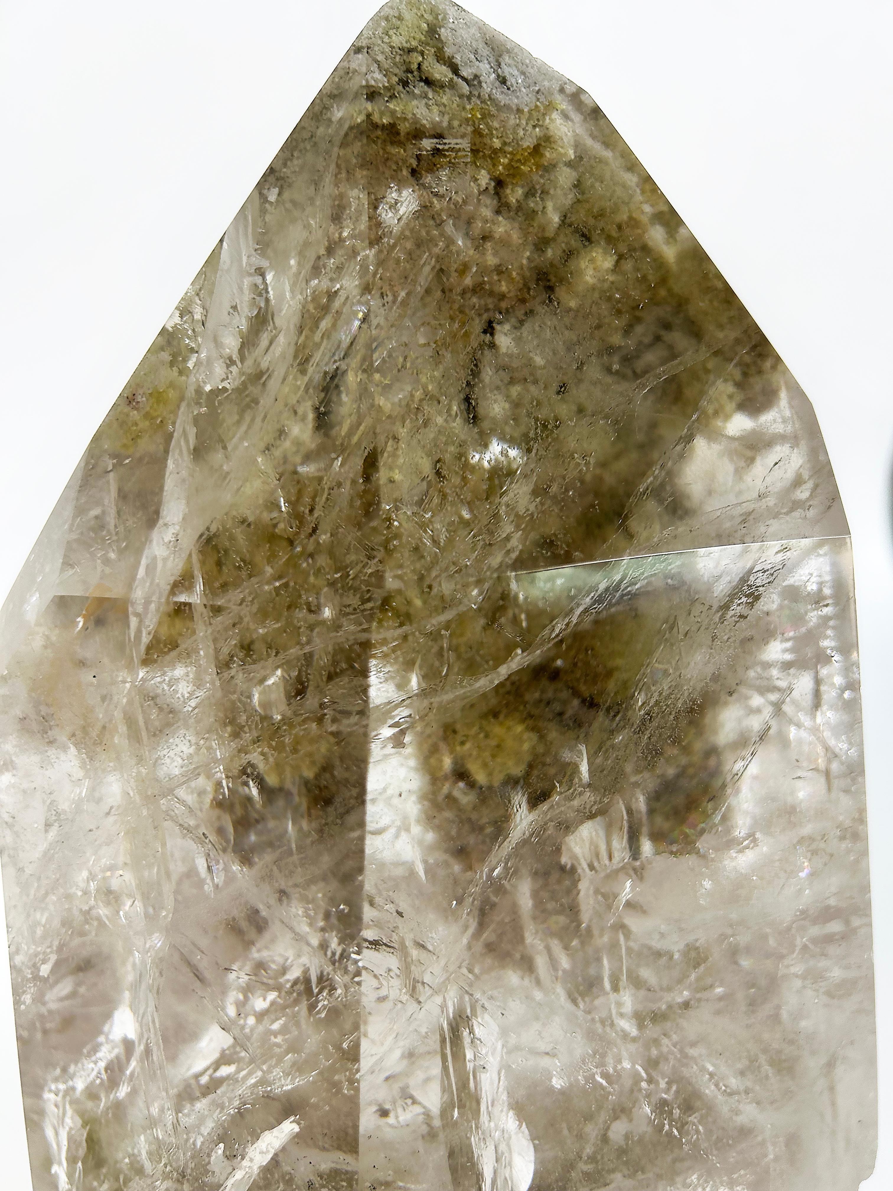 Brazilian Chlorite Garden Quartz Crystal Weighing 19lbs. on Custom Made Stand For Sale 3