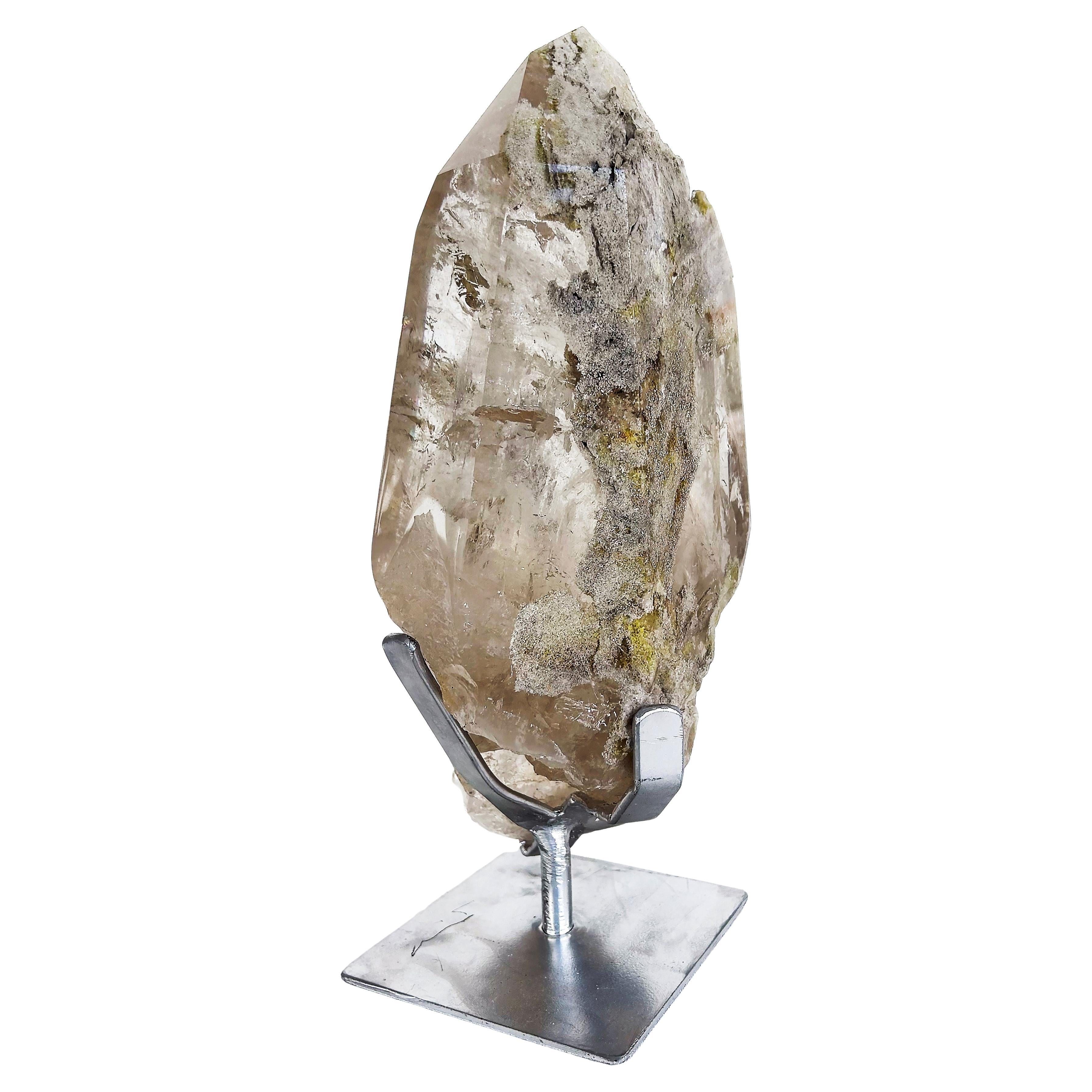 Brazilian Chlorite Garden Quartz Crystal Weighing 19lbs. on Custom Made Stand
