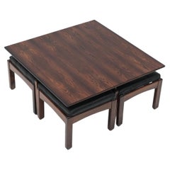 Brazilian Coffee Table with 4 Nesting Stools by Jean Gillon for Wood Art