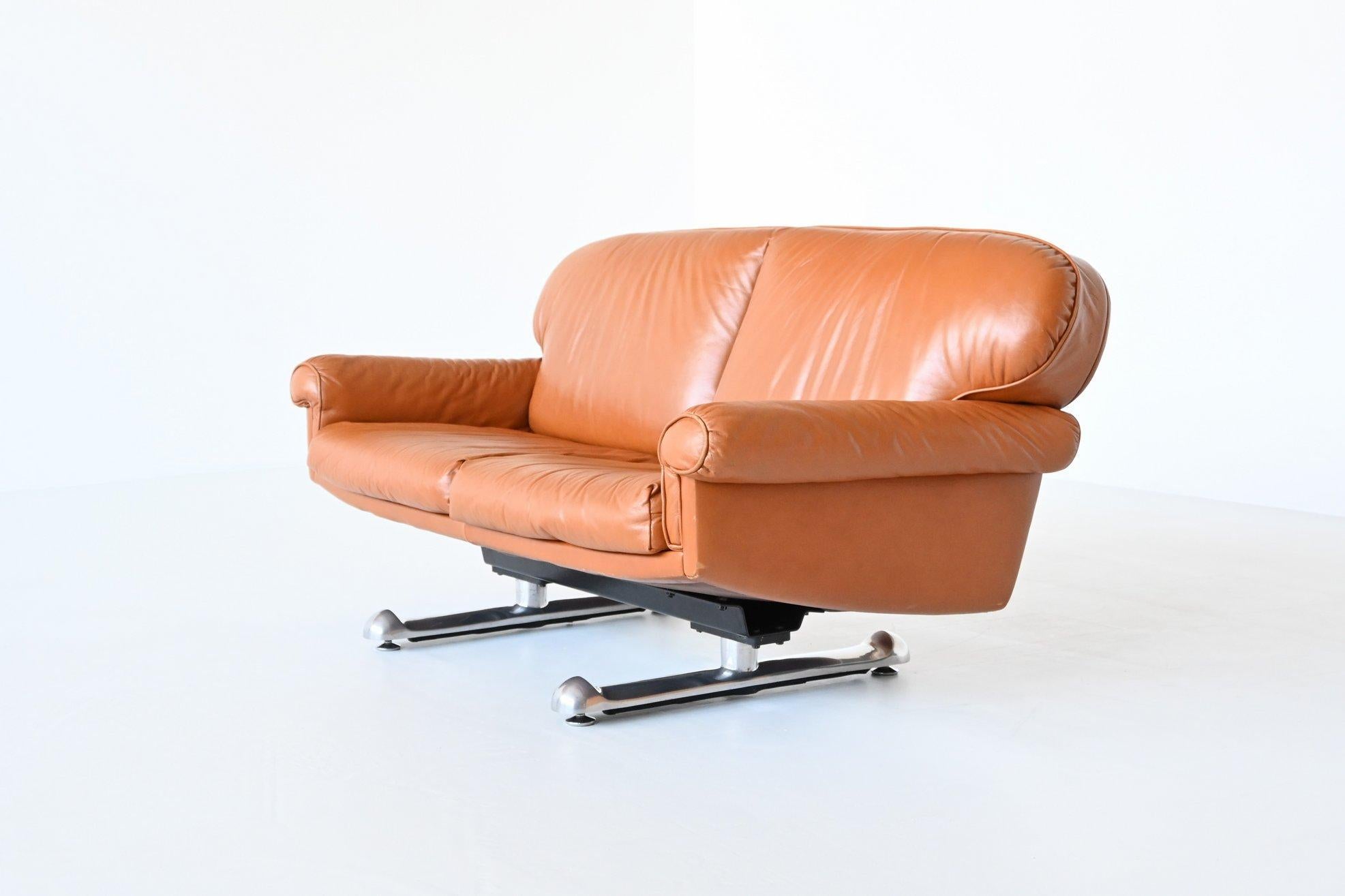 Brazilian Cognac Leather Sofa L’atelier Moveis Brazil, 1982 3
