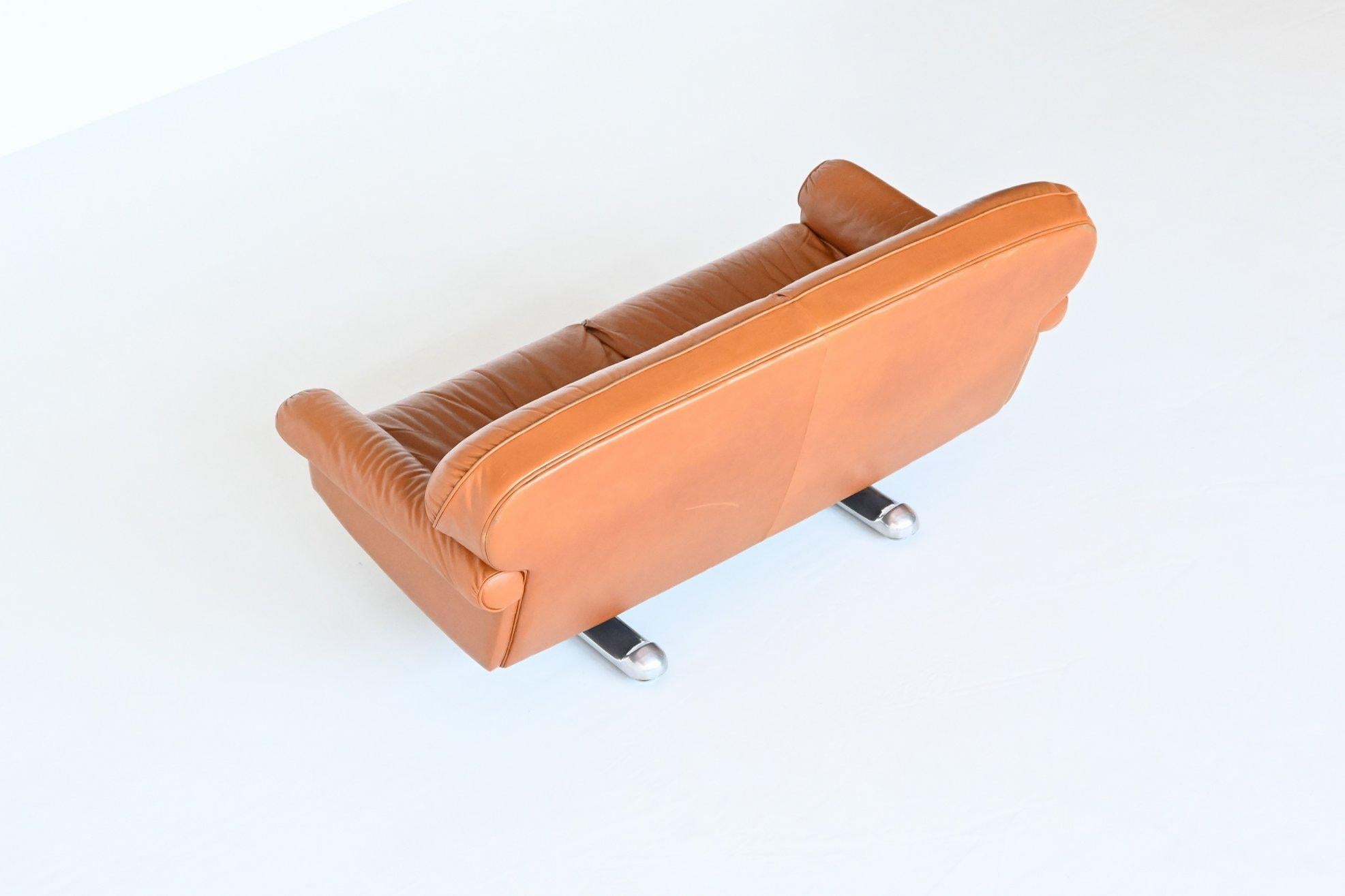 Brazilian Cognac Leather Sofa L’atelier Moveis Brazil, 1982 5