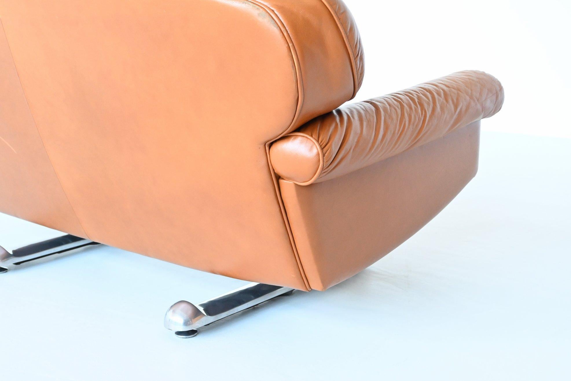 Brazilian Cognac Leather Sofa L’atelier Moveis Brazil, 1982 6