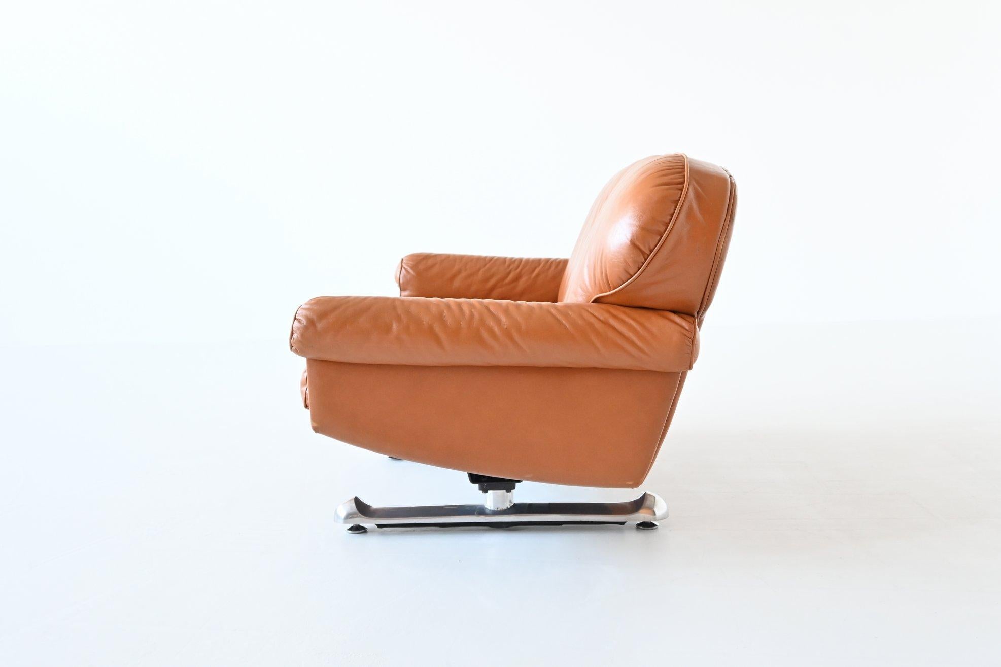 Mid-Century Modern Brazilian Cognac Leather Sofa L’atelier Moveis Brazil, 1982
