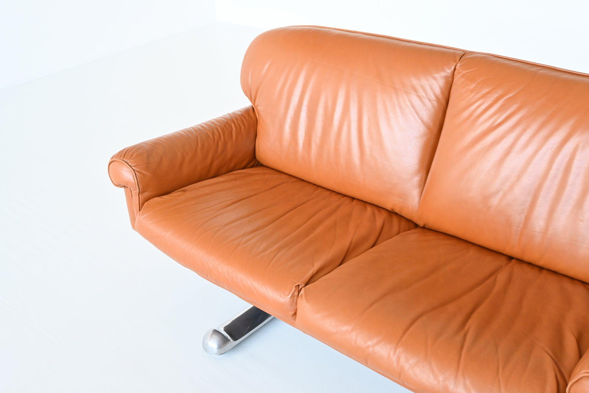 Brazilian Cognac Leather Sofa L’atelier Moveis Brazil, 1982 In Good Condition In Etten-Leur, NL
