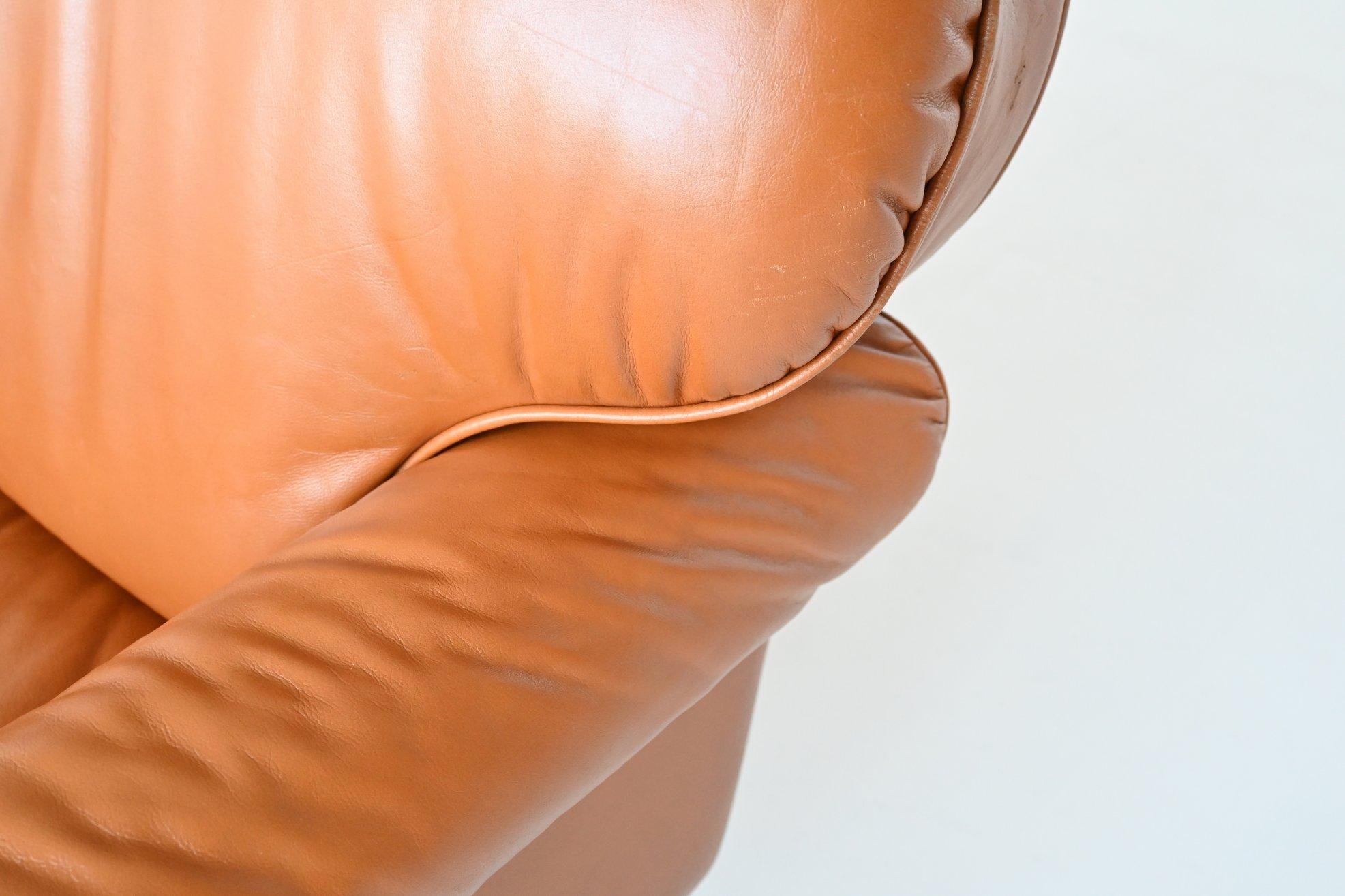 Brazilian Cognac Leather Sofa L’atelier Moveis Brazil, 1982 1