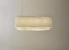 Brazilian contemporary minimalist prewashed linen pendant - oval