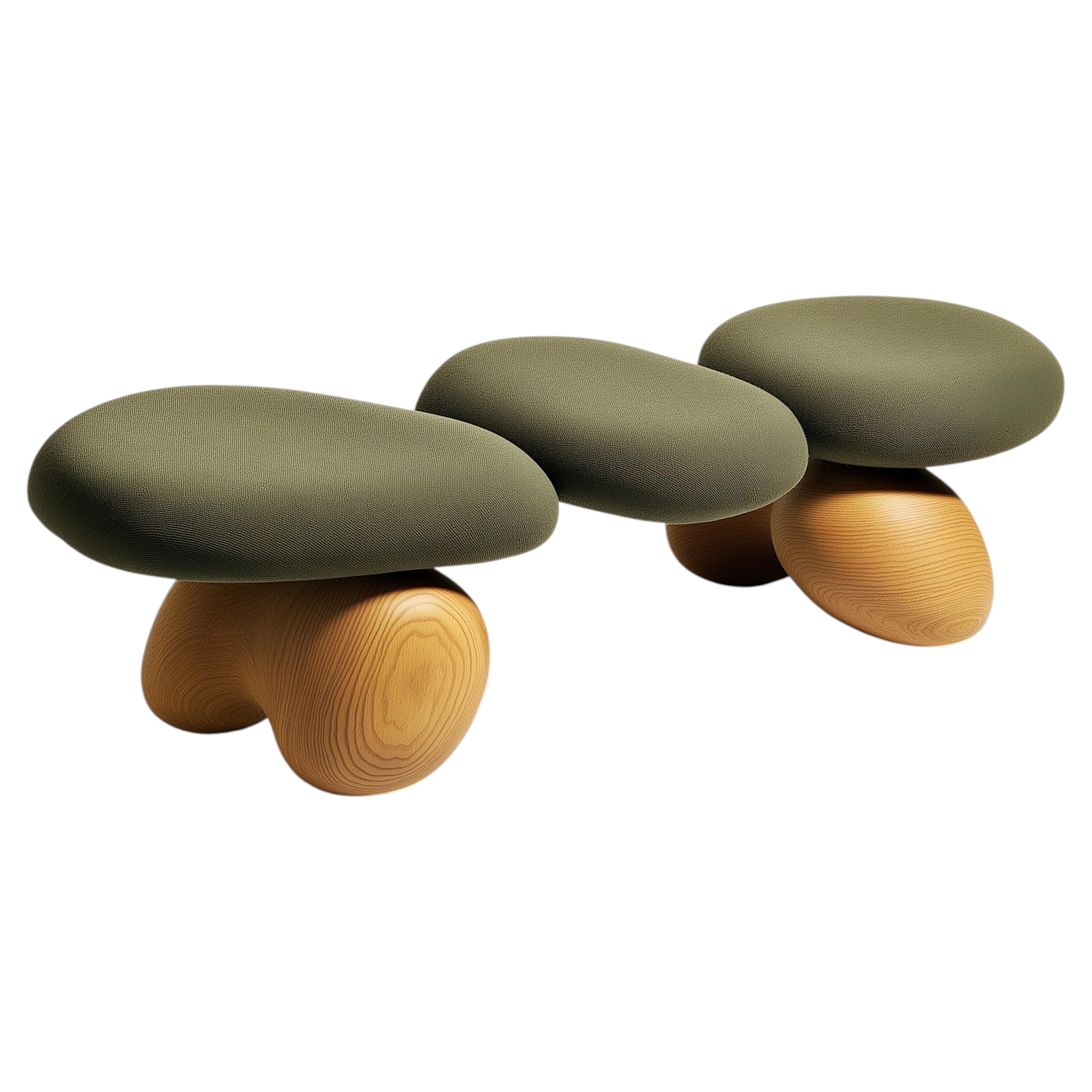 Pedras Bench in Solid Freijó Wood and 3D Knit Upholstery by Igor Lima, Brazil For Sale