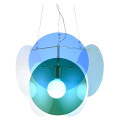 Brazilian contemporary pendant lamp in acrylic & brass
