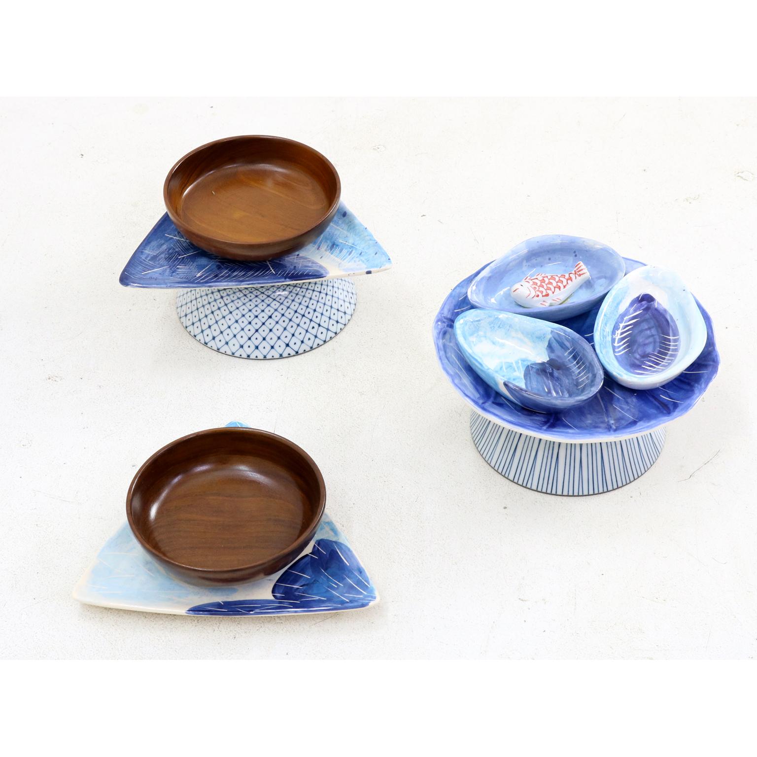 Hand-Crafted Brazilian Contemporary Set of Appetizer Ceramic Bowls by Rodrigo Almeida For Sale