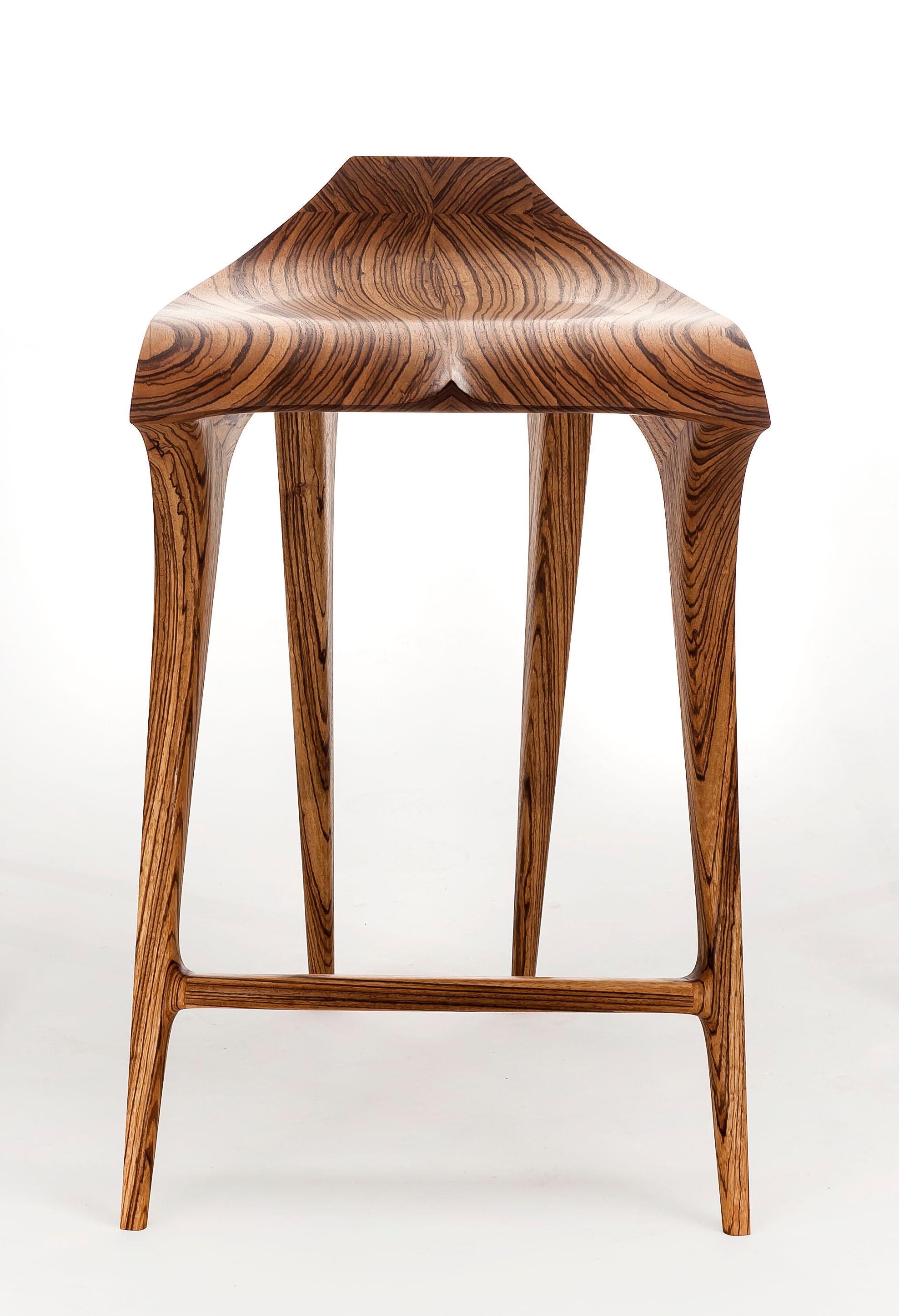 Hand-Crafted Contemporary Stool, Handcrafted, Solid Wood For Sale