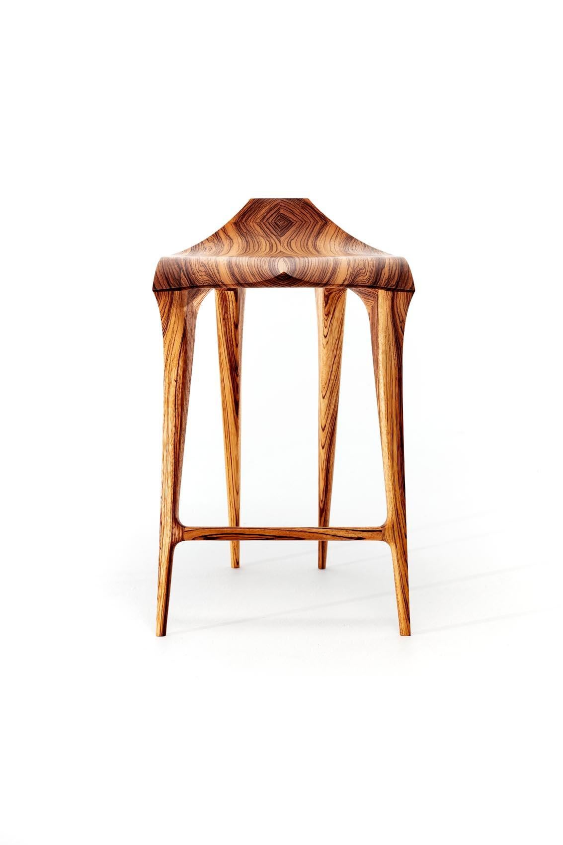 Modern Brazilian Contemporary Stool, Solid Wood For Sale