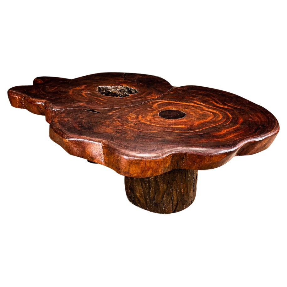 Brazilian “Denúncia” Sculptural Table in Solid Reclaimed Wood, 1970s
