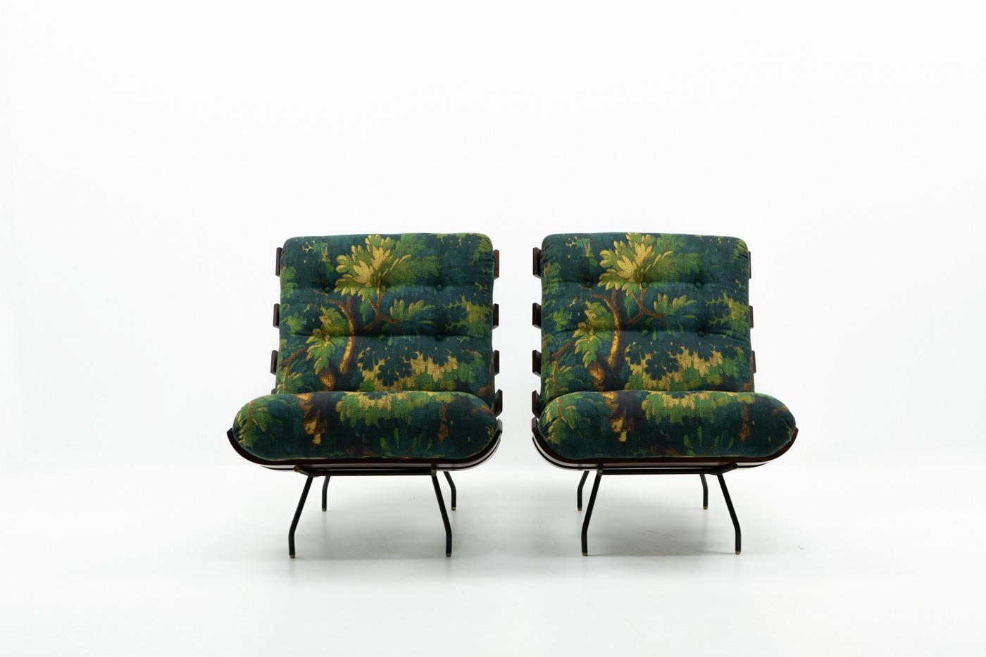 Mid-Century Modern Brazilian Design Costela Lounge Chairs by Hauner & Eisler for Forma, 1950s For Sale