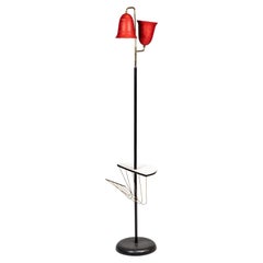 Lampadaire au design brésilien avec porte-revues, années 1950