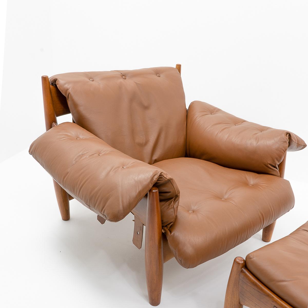 Mid-Century Modern Brazilian Design Sergio Rodrigues for ISA Sheriff Lounge Chair & Ottoman, 1970s