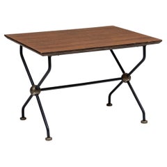 Brazilian Design Side Table. Teak, Brass and Iron, c. 1955.