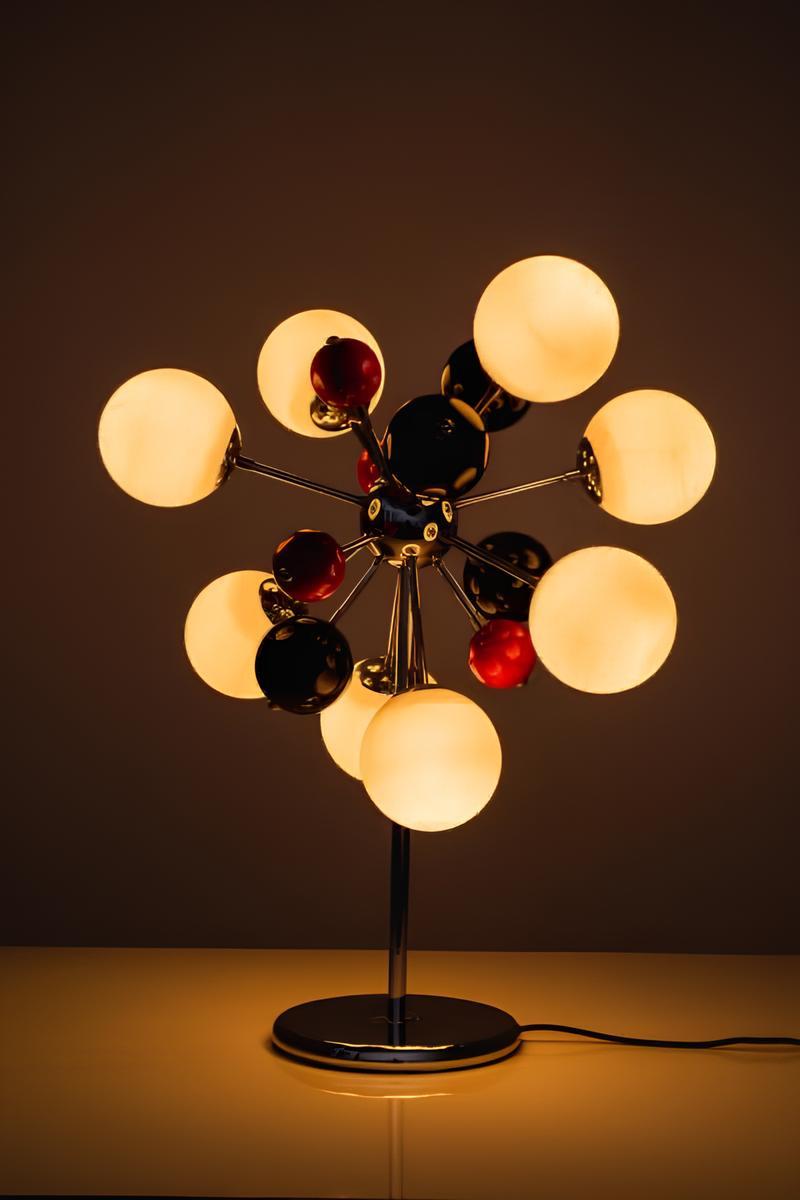 Metal Brazilian Design. Sputnik Table lamp, c. 1970 For Sale