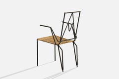 Brazilian Designer, Armchair, Iron, Rattan, Brazil, 1950s