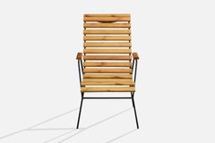 Brazilian Designer, Armchair, Iron, Wood, Brazil, 1970s