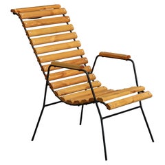 Brazilian Designer, Armchair, Iron, Wood, Brazil, 1970s