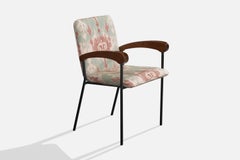 Poltrona di design brasiliana, Wood, ferro, tessuto, Brasile, anni '50