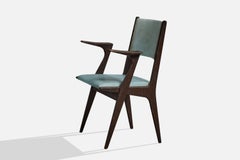 Brazilian Designer, Armchair, Wood, Vinyl, Brazil, 1950s
