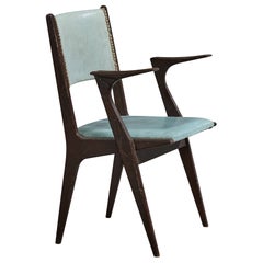 Brazilian Designer, Armchair, Wood, Vinyl, Brazil, 1950s