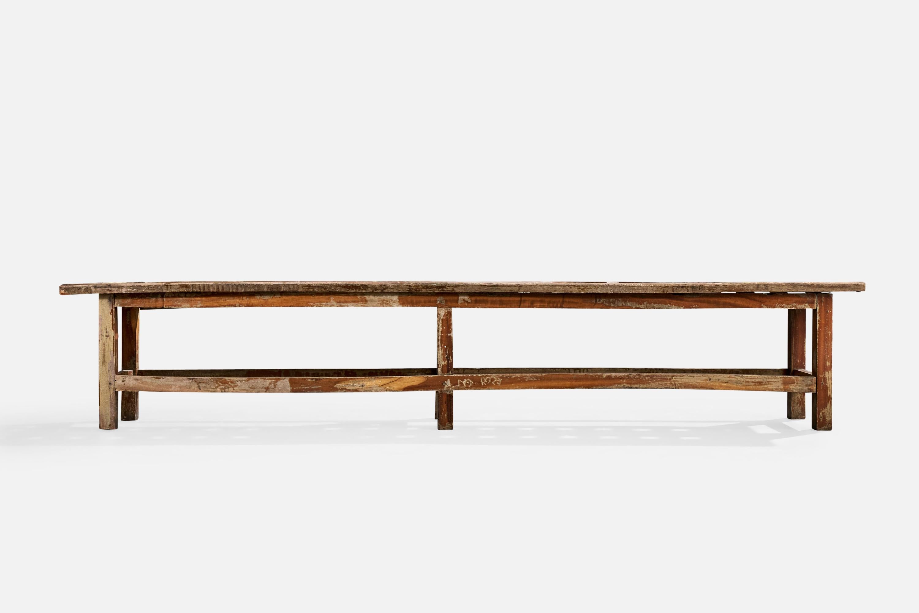 Brésilien Designer brésilien, banc, Wood Wood, Brésil, années 1940 en vente