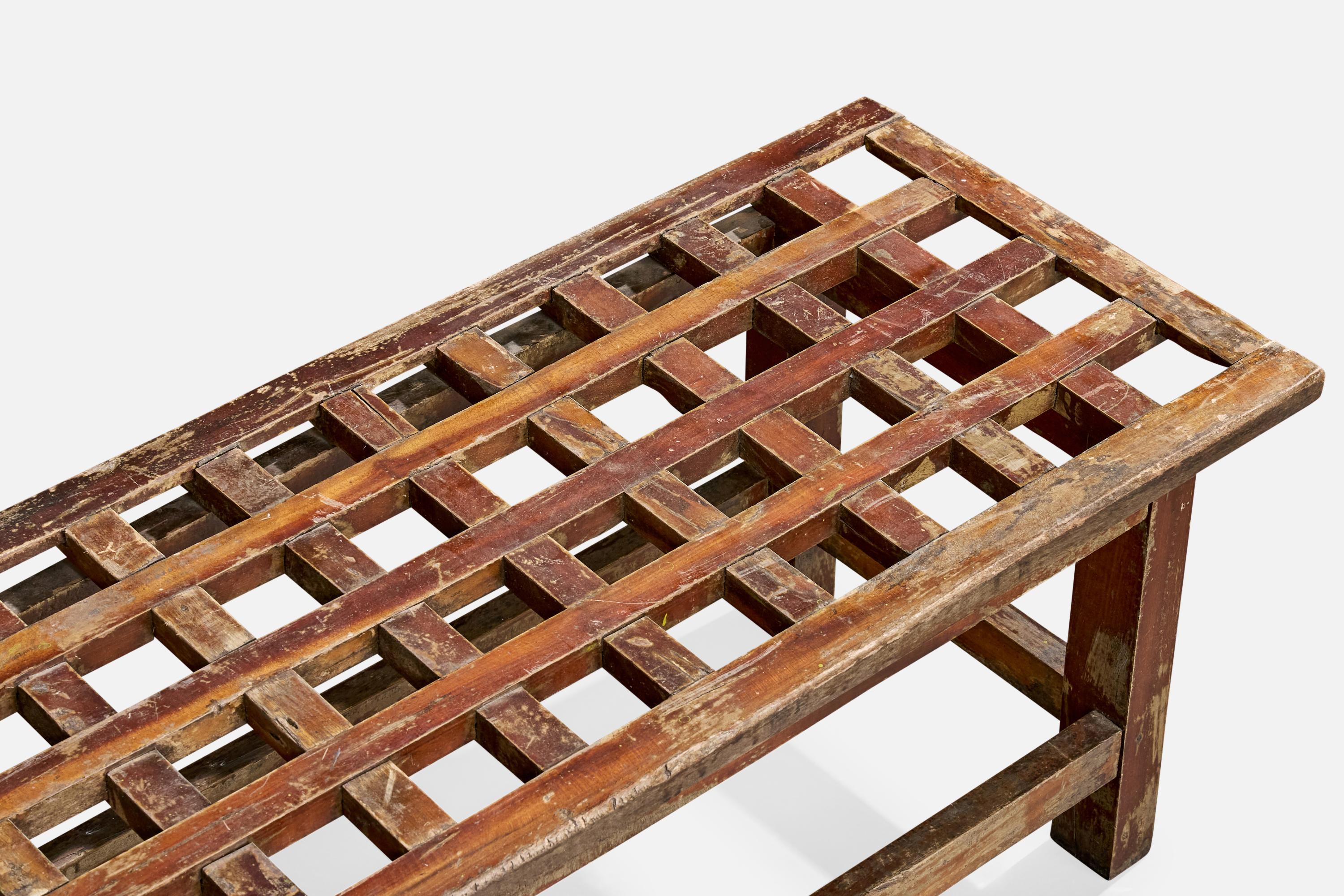 Designer brésilien, banc, Wood Wood, Brésil, années 1940 Bon état - En vente à High Point, NC