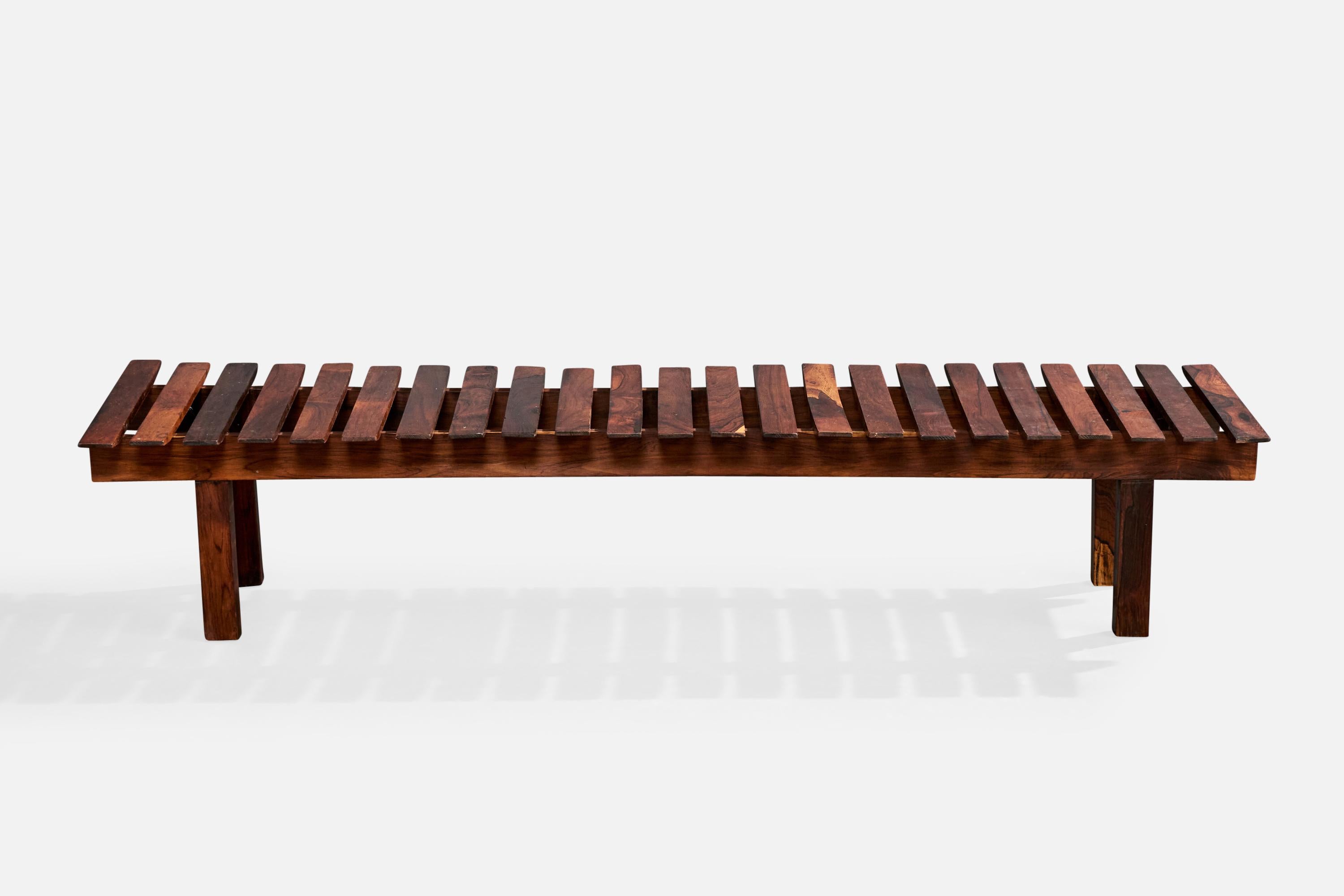 Mid-Century Modern Designer brésilien, banc, Wood Wood, Brésil, années 1950 en vente
