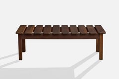 Brazilian Designer, Bench, Wood, Brazil, 1960s