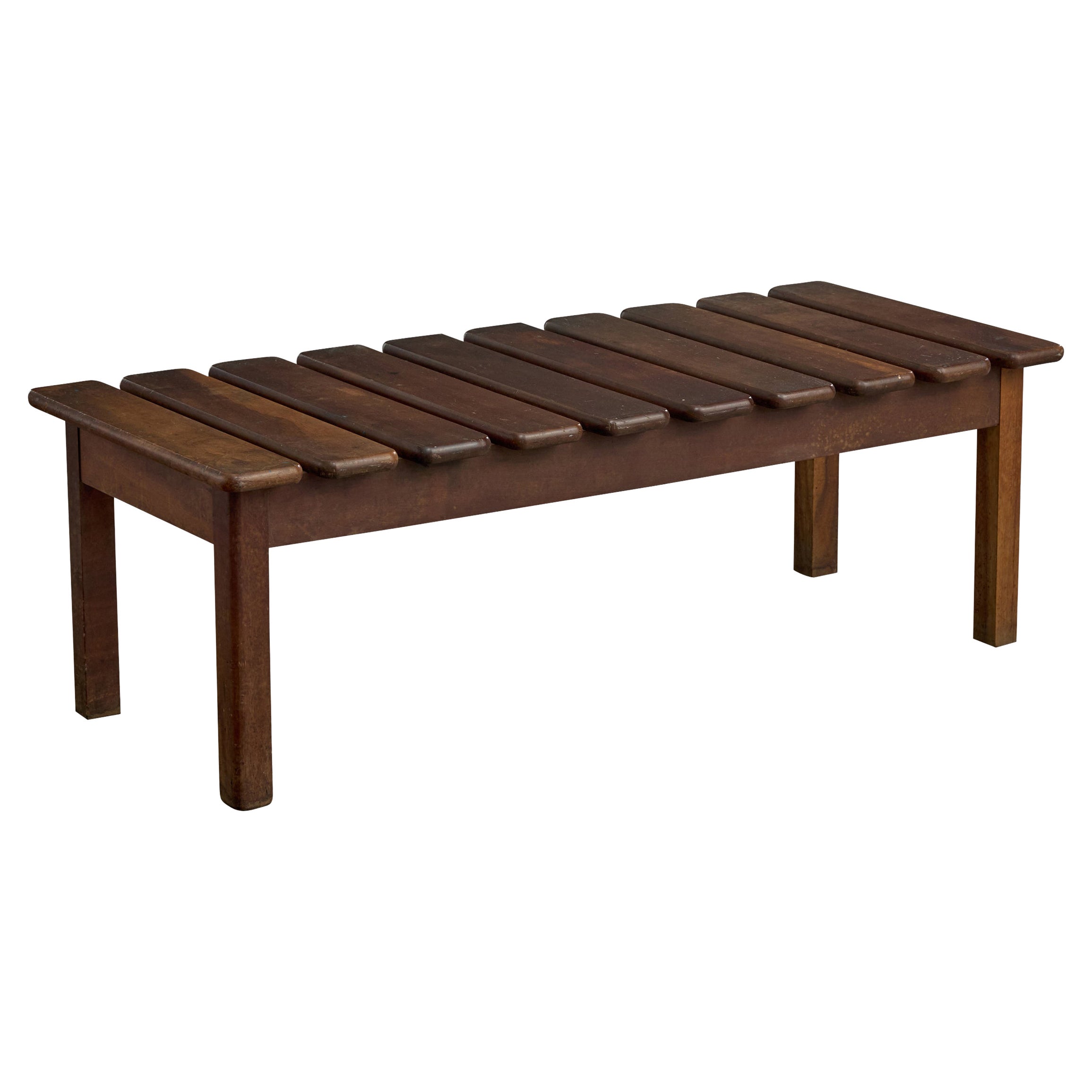 Brazilian Designer, Bench, Wood, Brazil, 1960s For Sale