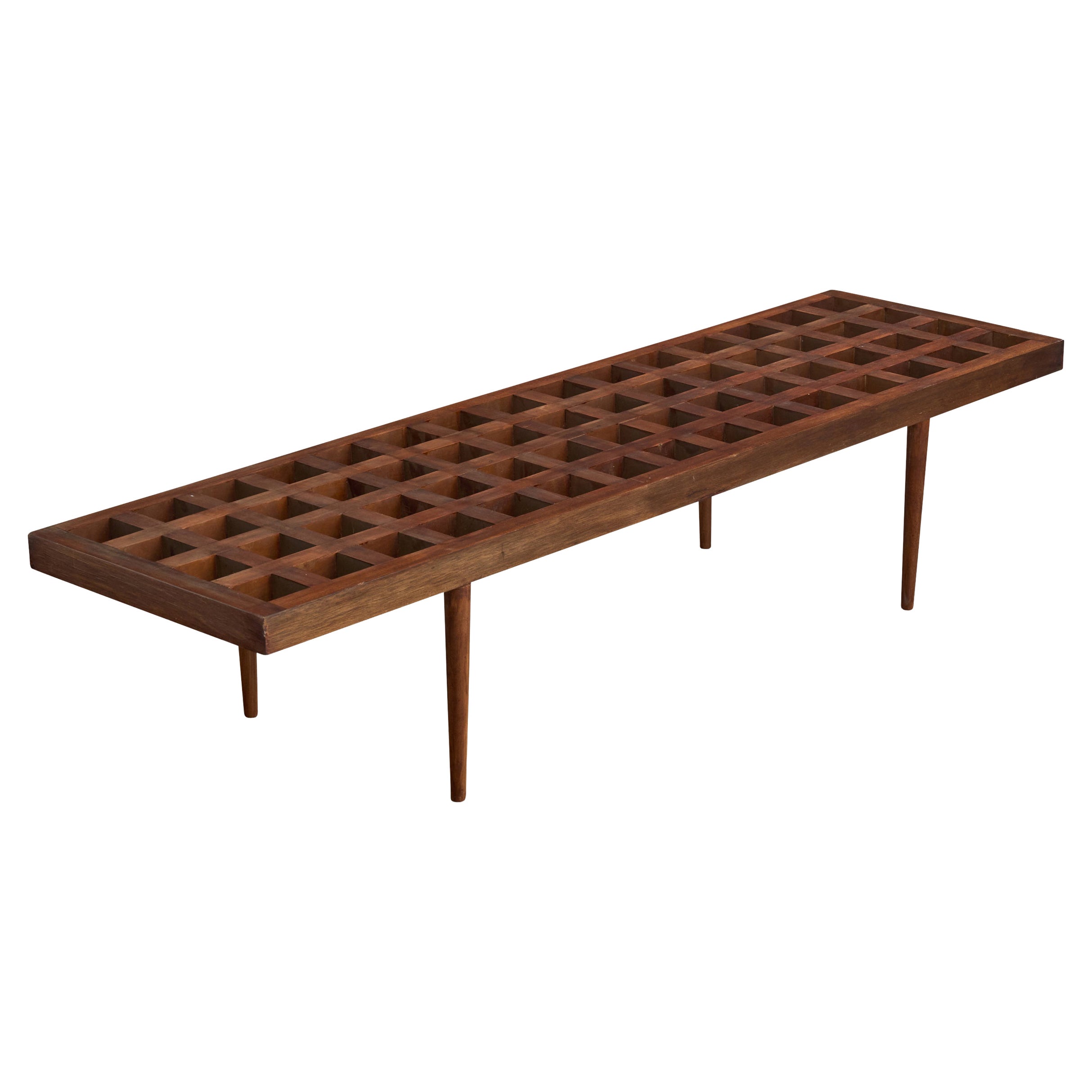Brazilian Designer, Bench, Wood, Brazil, 1960s