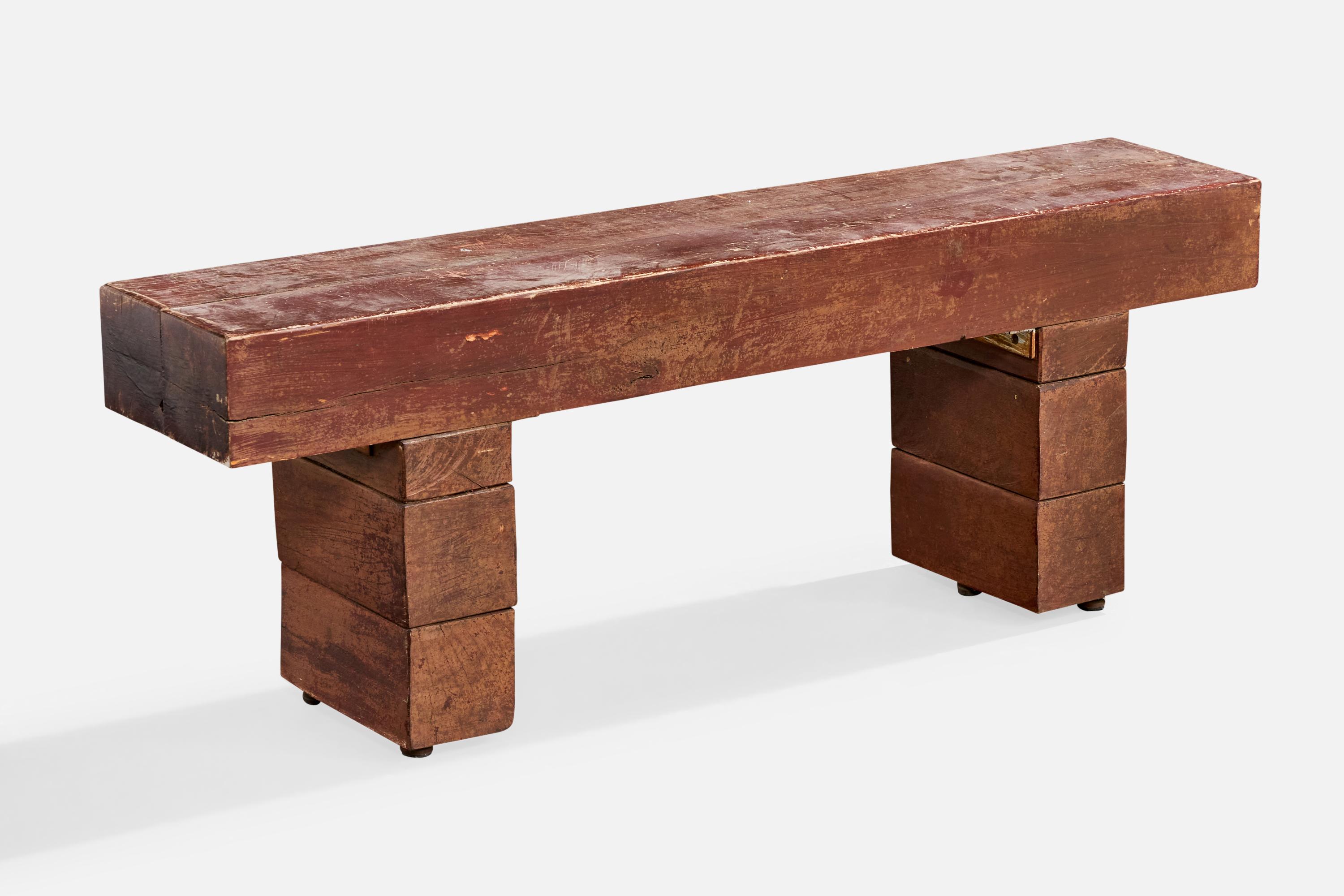 Mid-Century Modern Designer brésilien, banc, Wood Wood, Brésil, années 1970 en vente