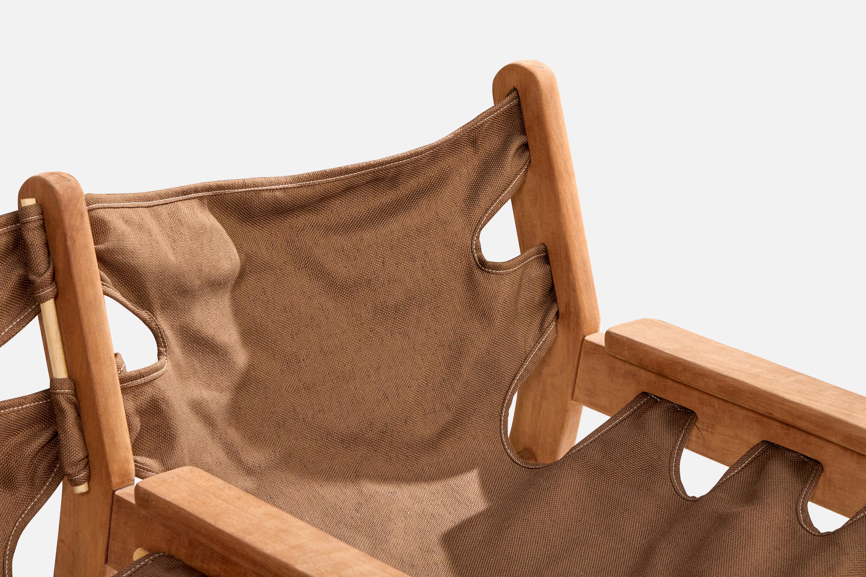 Brazilian Designer, Bench, Wood, Canvas, Brazil, 1970s For Sale 5