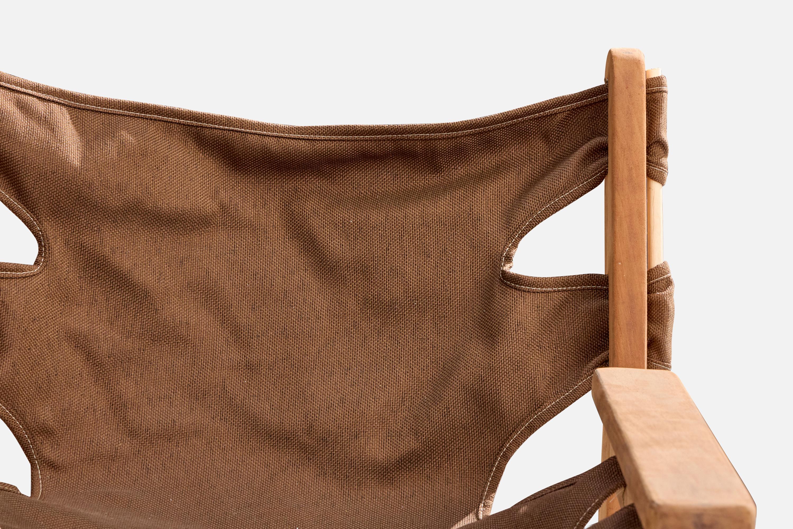 Brazilian Designer, Bench, Wood, Canvas, Brazil, 1970s For Sale 6