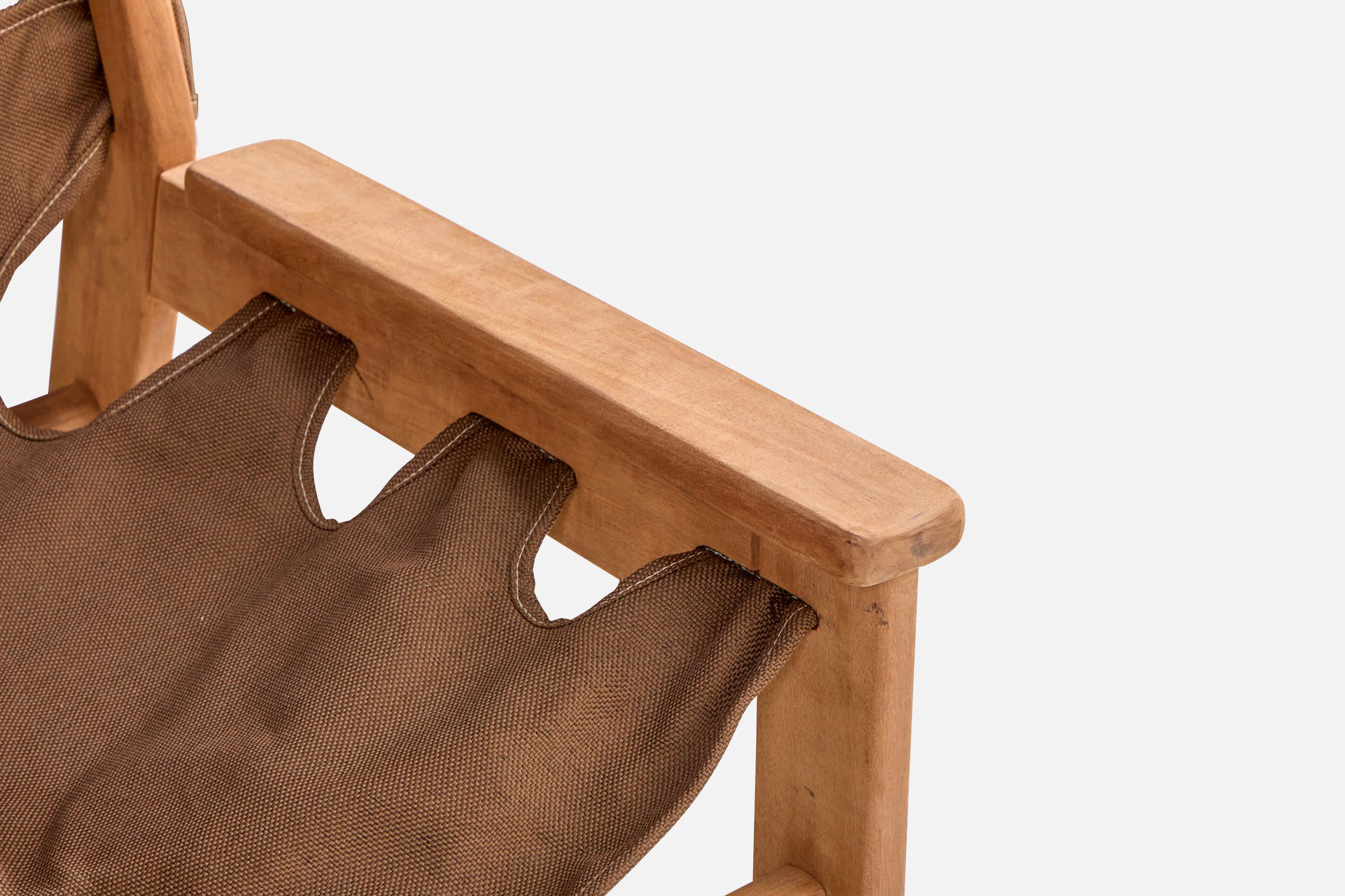 Brazilian Designer, Bench, Wood, Canvas, Brazil, 1970s For Sale 7