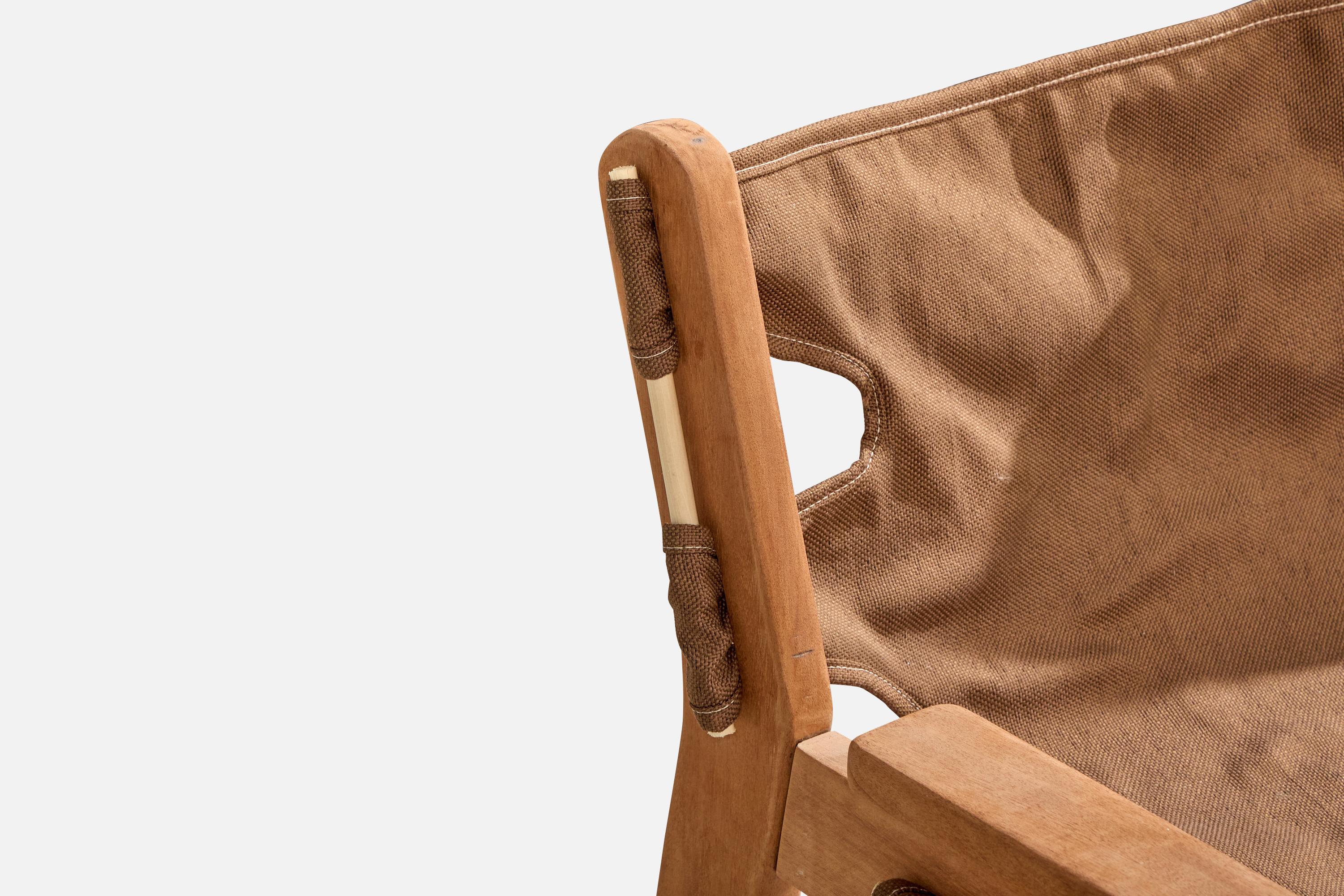 Brazilian Designer, Bench, Wood, Canvas, Brazil, 1970s For Sale 3