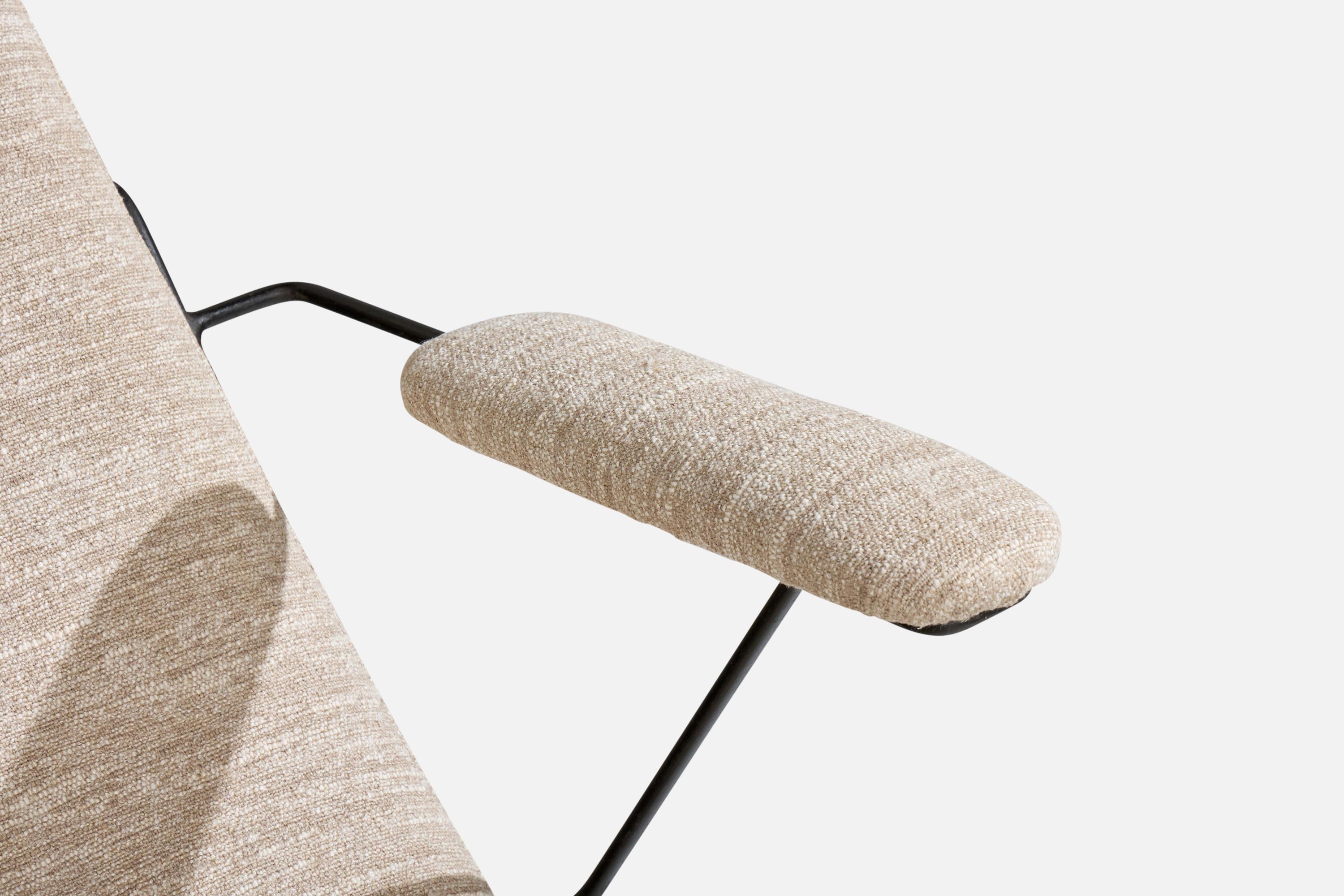 Chaise Longue di design brasiliano, ferro, tessuto, Brasile, anni '50 in vendita 4