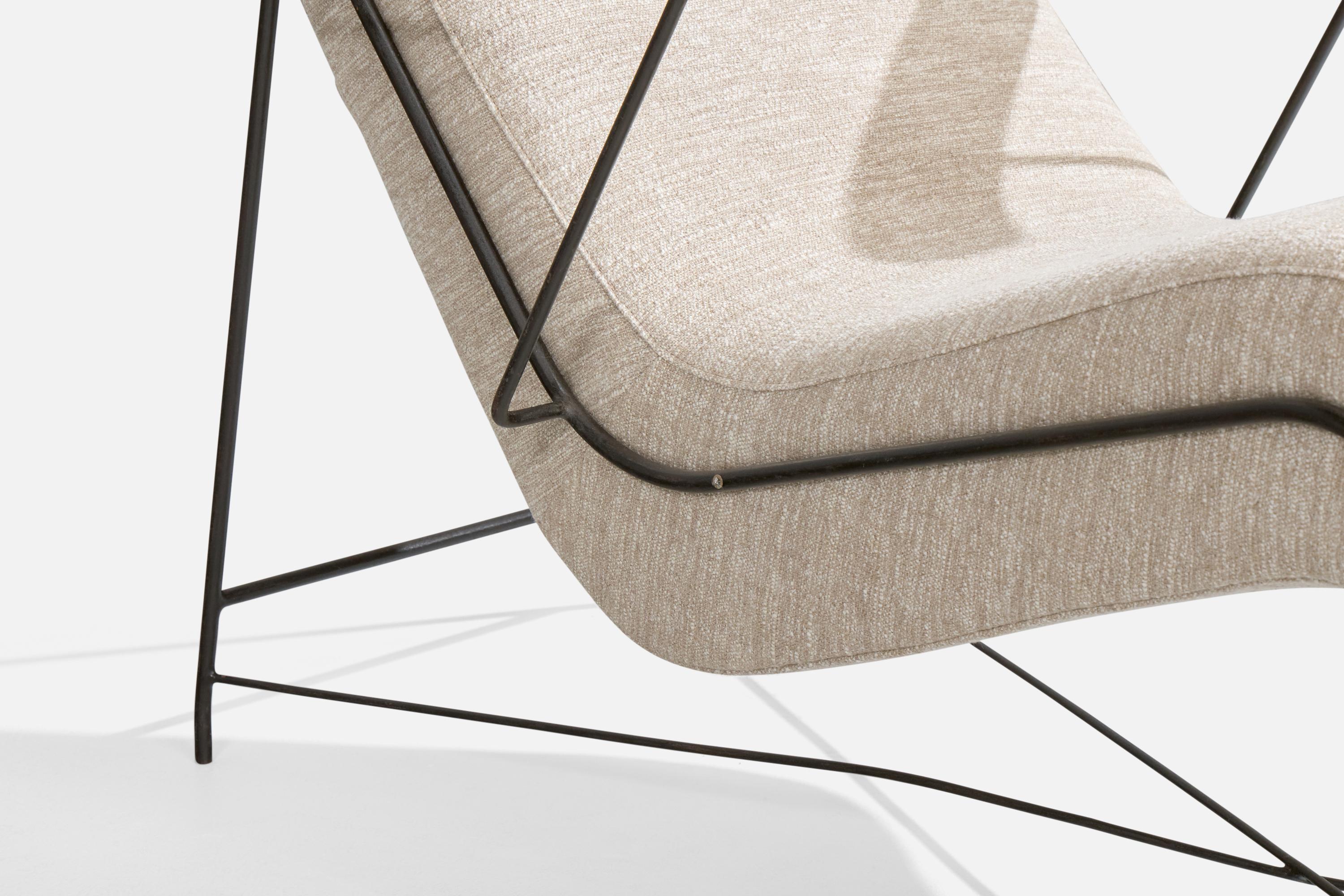 Chaise Longue di design brasiliano, ferro, tessuto, Brasile, anni '50 in vendita 5