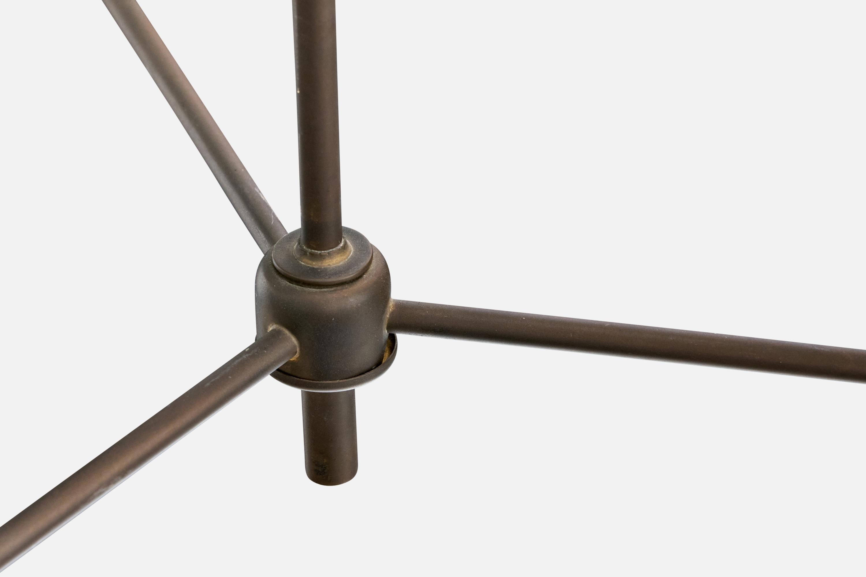 Designer brésilien, lustre, laiton, métal, verre, Brésil, années 1950 en vente 1