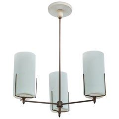 Brazilian Designer, Chandelier, Brass, Metal, Glass, Brazil, 1950s