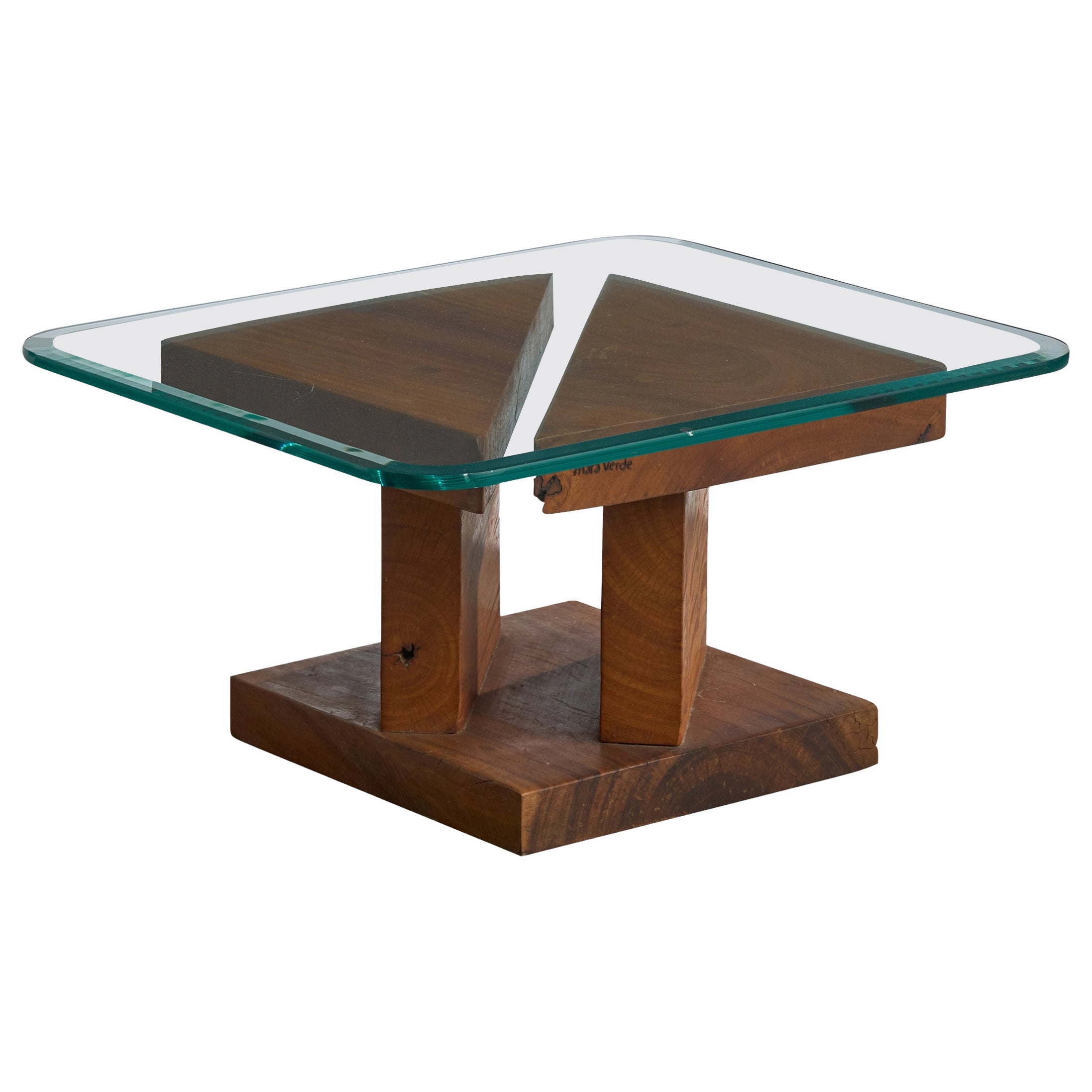 Brazilian Designer, Coffee Table, Wood, Glass, Brazil, 2010s