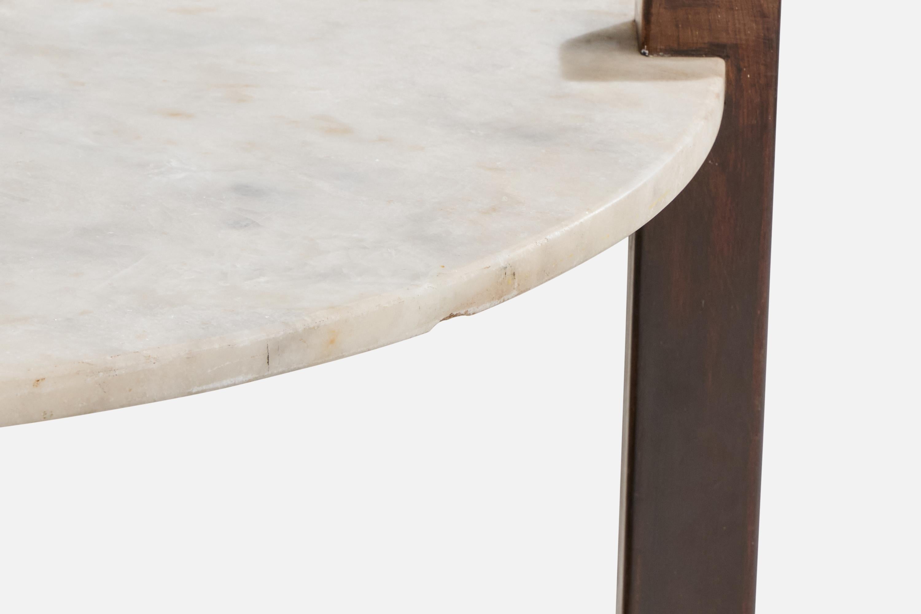 Brazilian Designer, Coffee Table, Wood, Marble, 1960 im Angebot 1