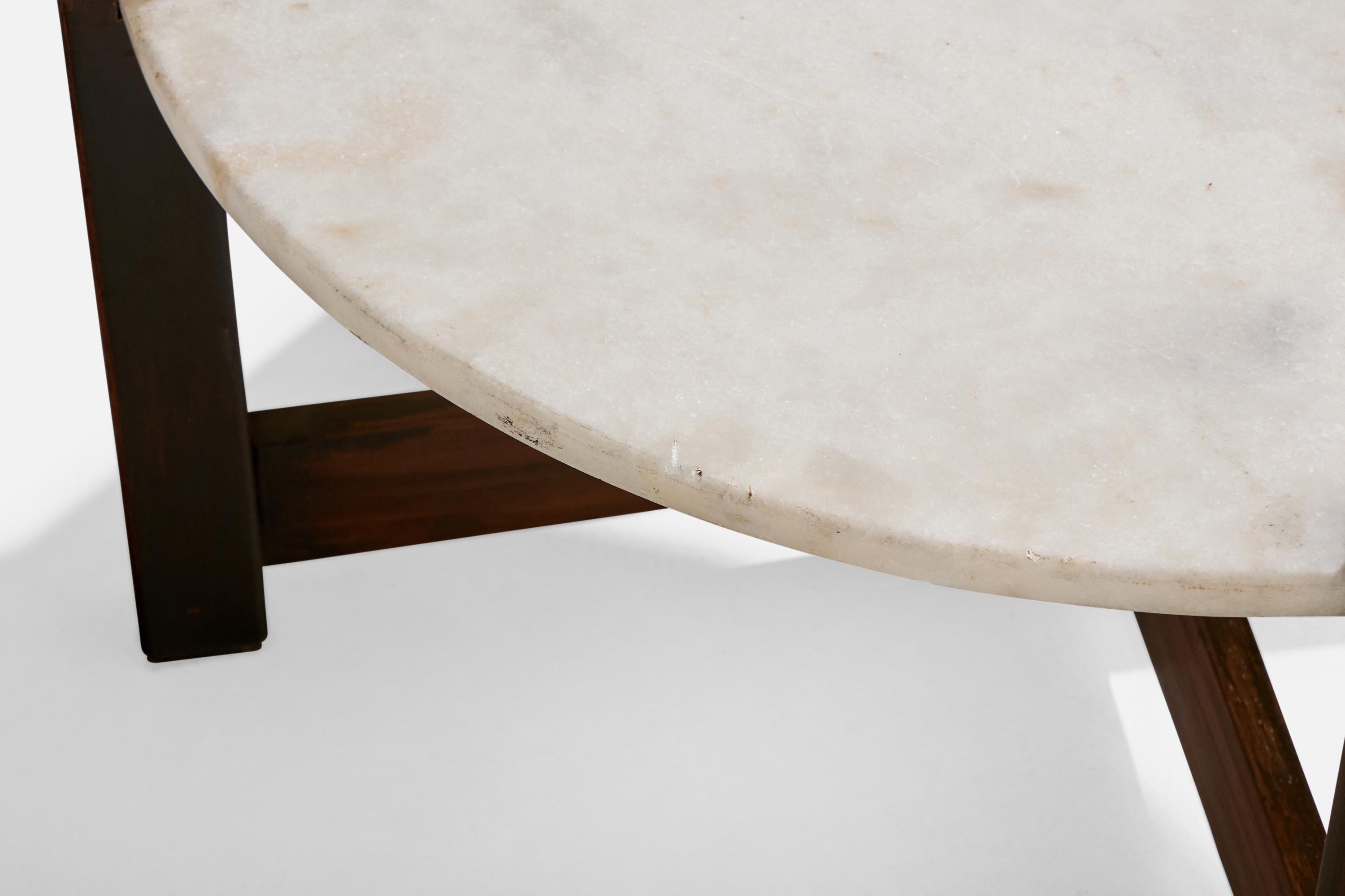 Brazilian Designer, Coffee Table, Wood, Marble, 1960 im Angebot 2