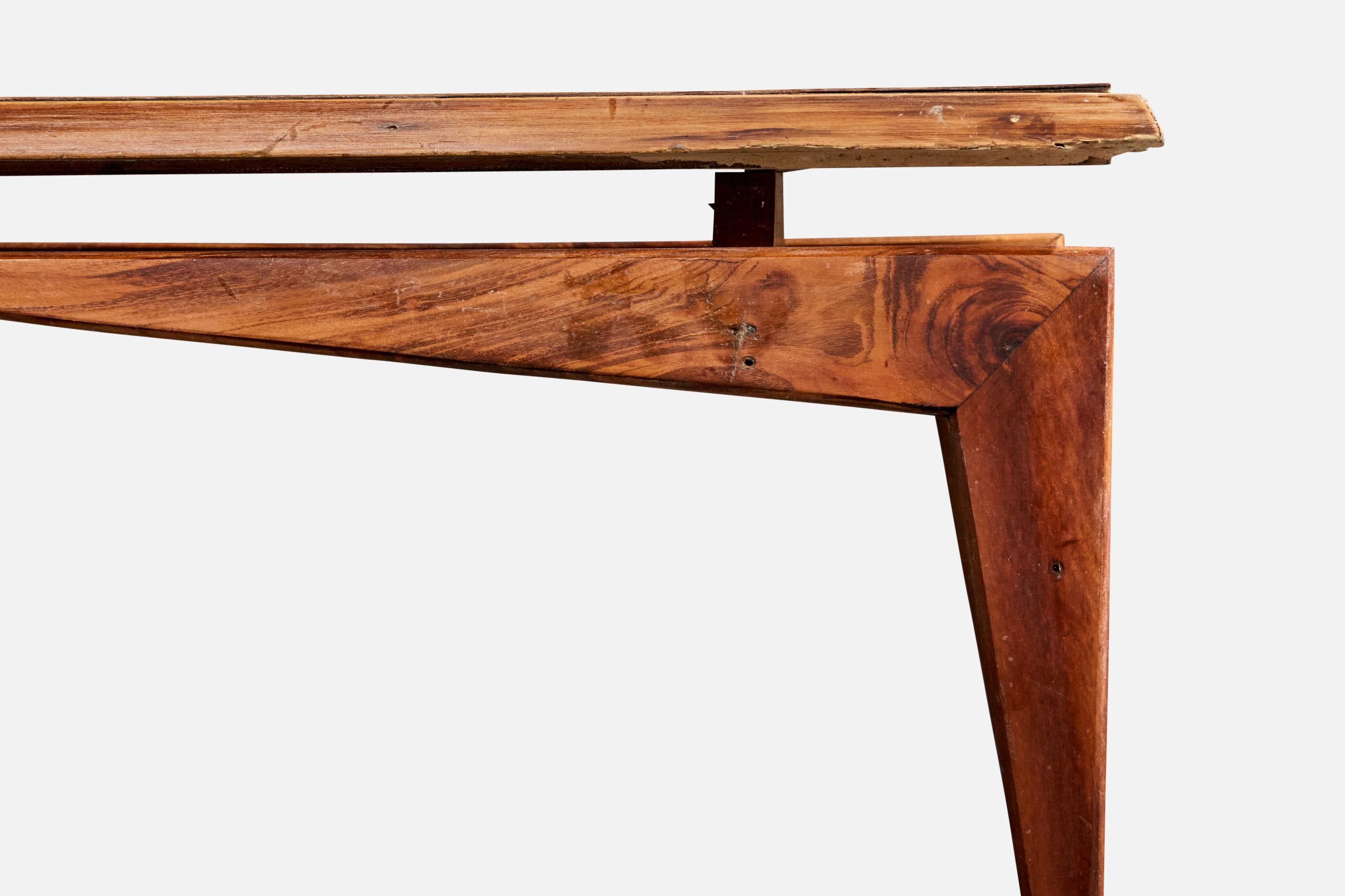 Mid-20th Century Brazilian Designer, Coffee Table, Wood, Marble, Brazil, 1950s For Sale